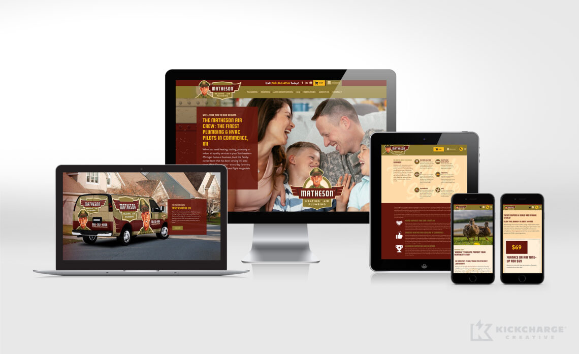 matheson website design shown on desktop, laptop, tablet, and phone