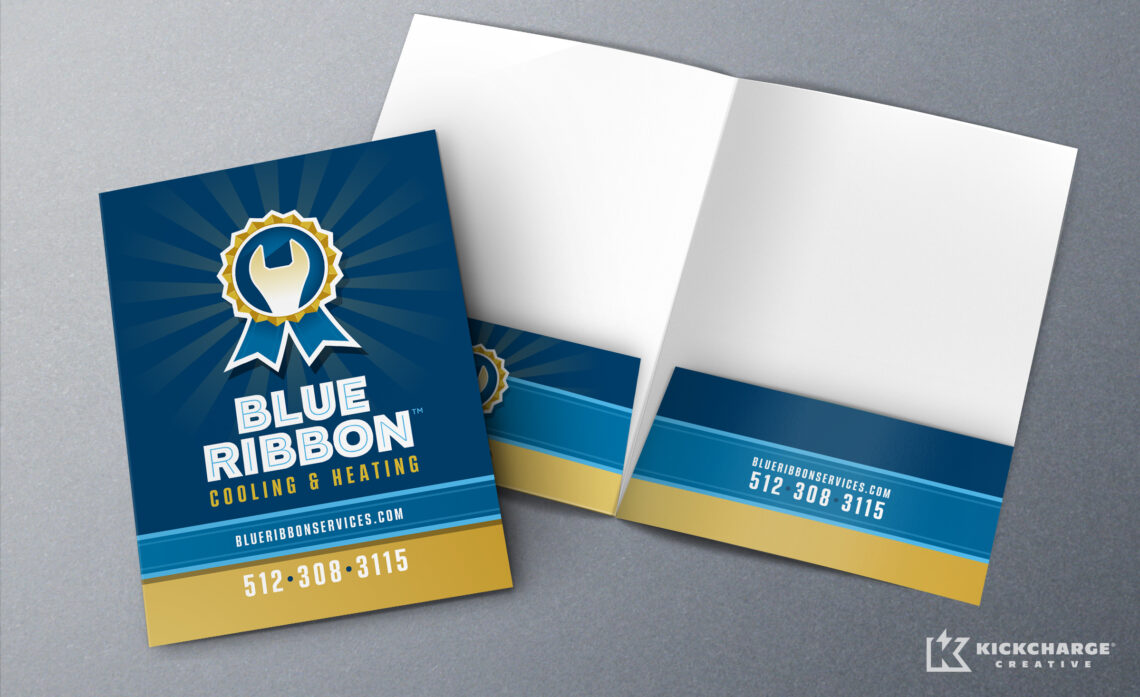 blue ribbon pocket folder