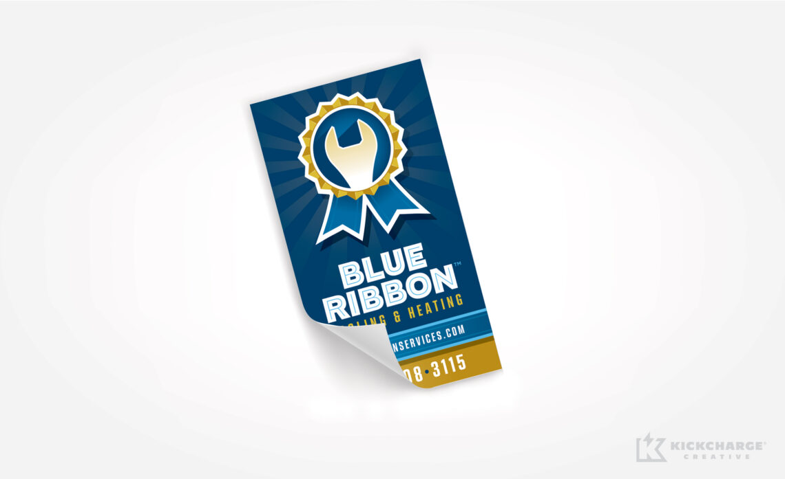 blue ribbon tall rectangular sticker