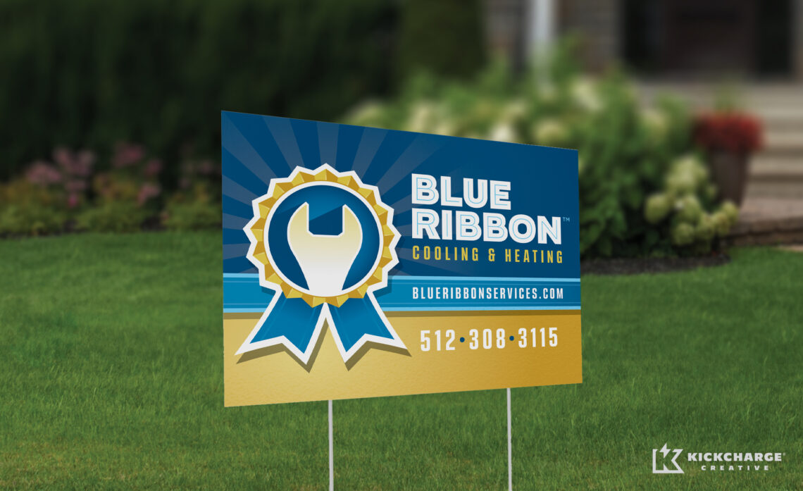 blue ribbon yard sign