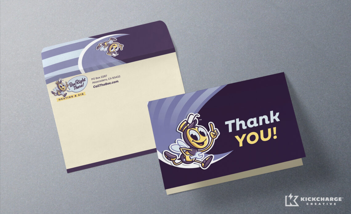 bee right there thank you card and envelope
