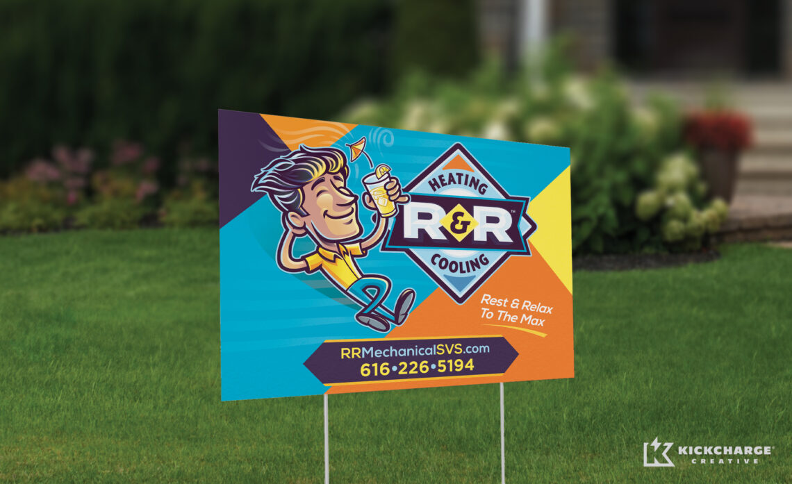 r&r heating & cooling yard sign