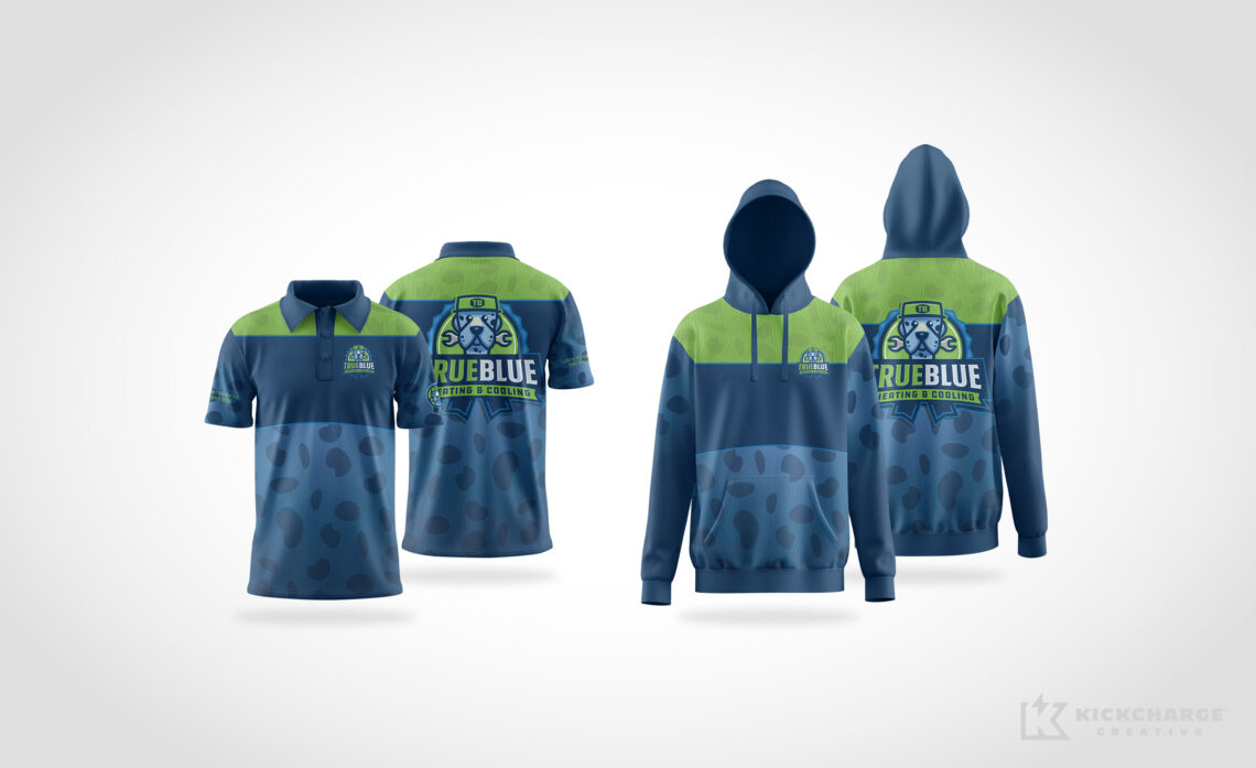 true blue hoodie and polo