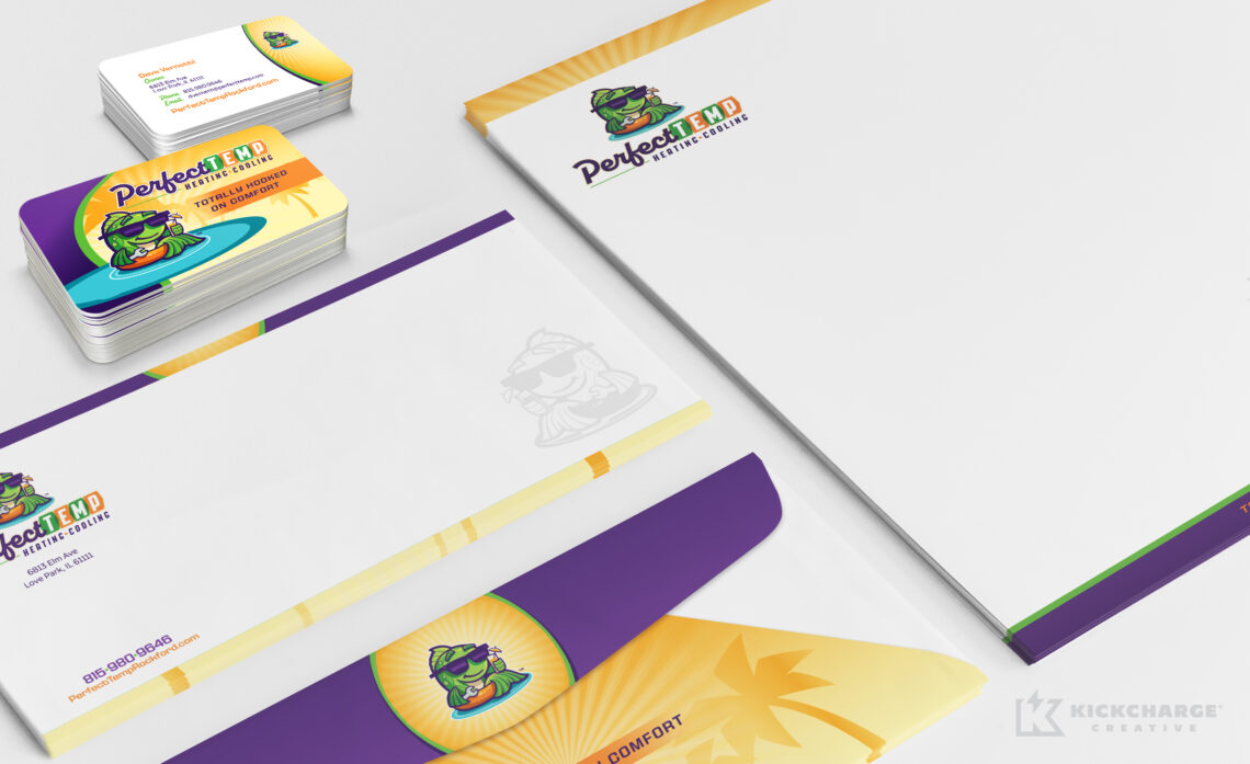 perfect temp stationery including letterhead, envelopes, and business cards