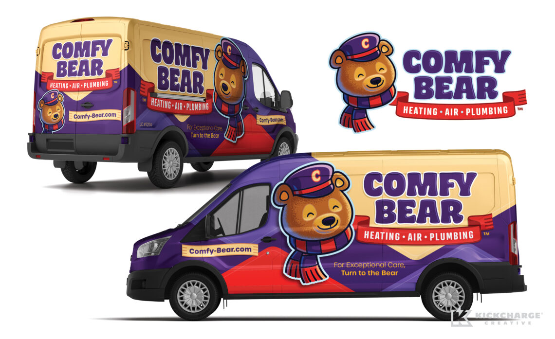 comfy bear truck wrap