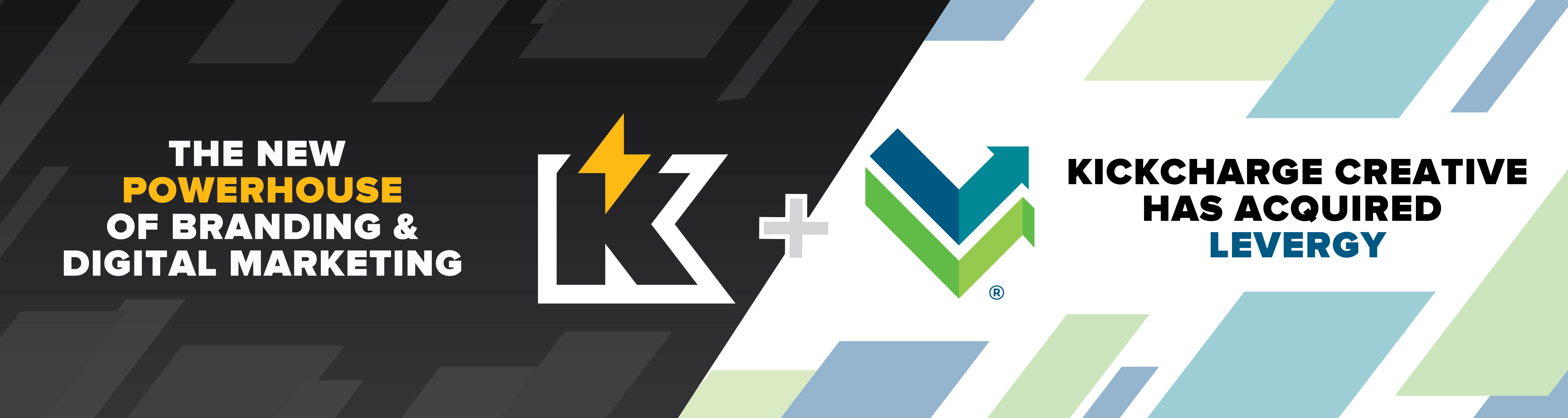 blog header image featuring the kickcharge and levergy logos