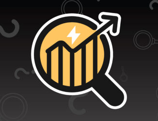 banner image featuring a black background with dark grey question marks and a large yellow magnifying glass