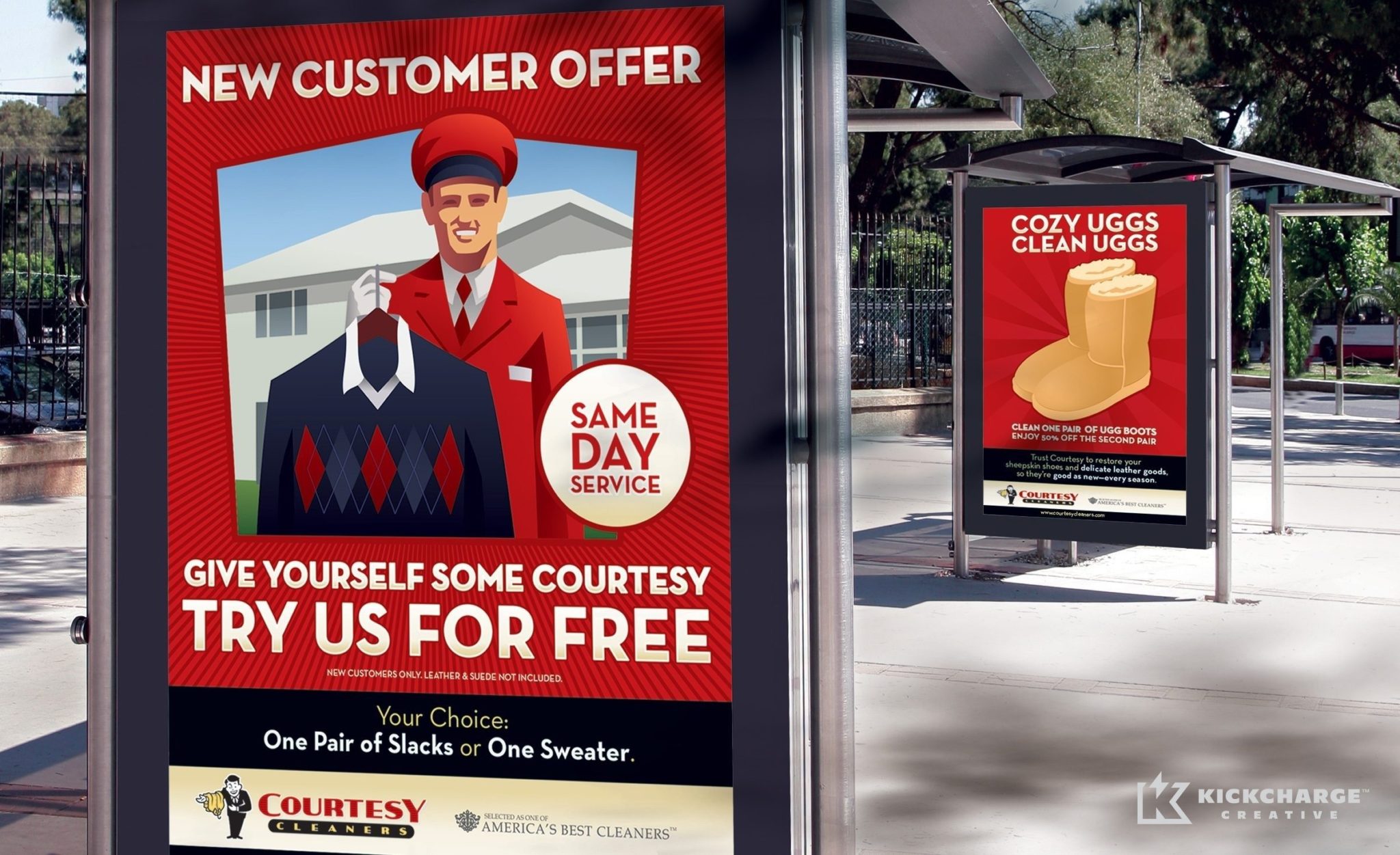 courtesy cleaners bus stop poster