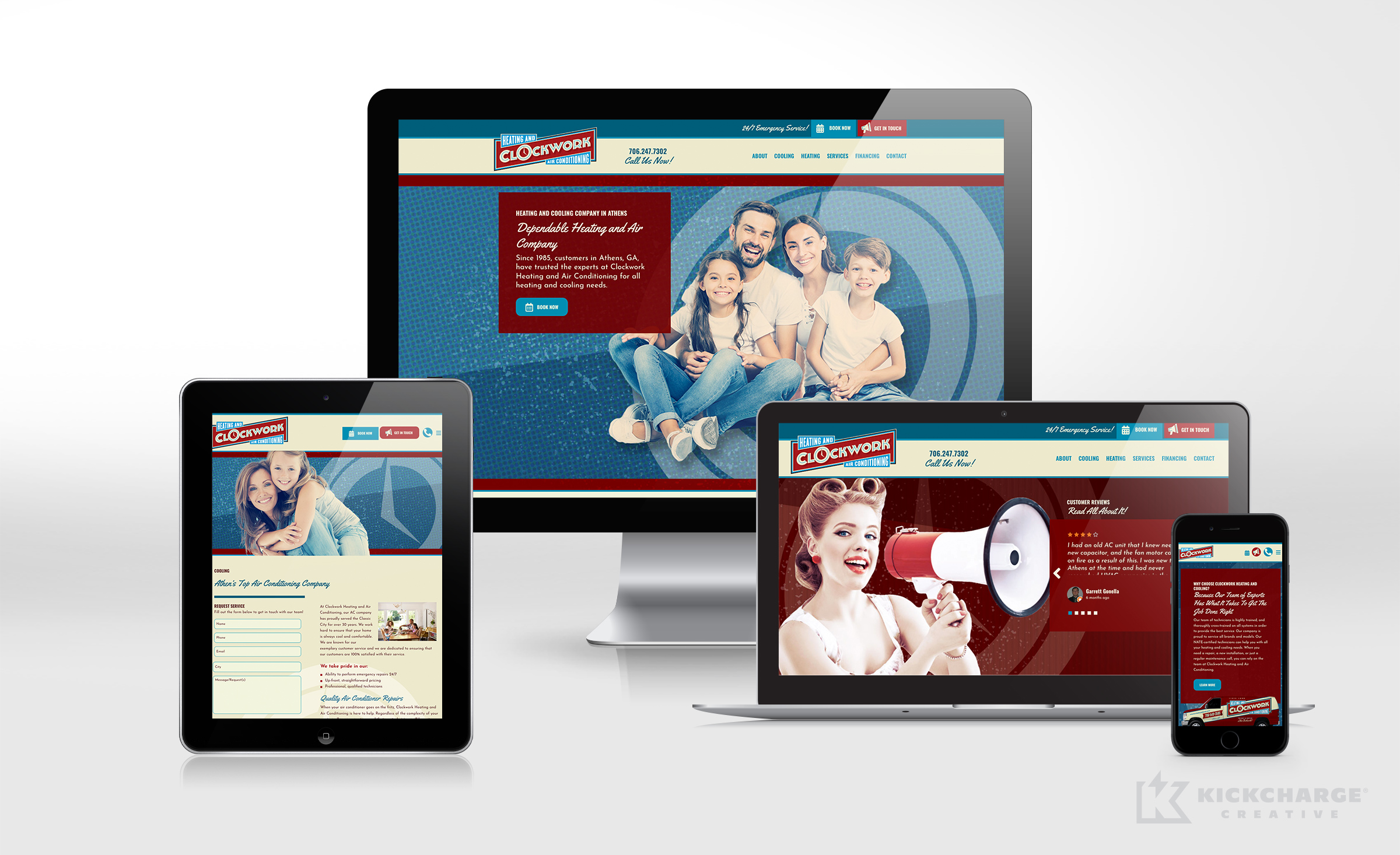 Website design for Clockwork Heating and Air Conditioning.