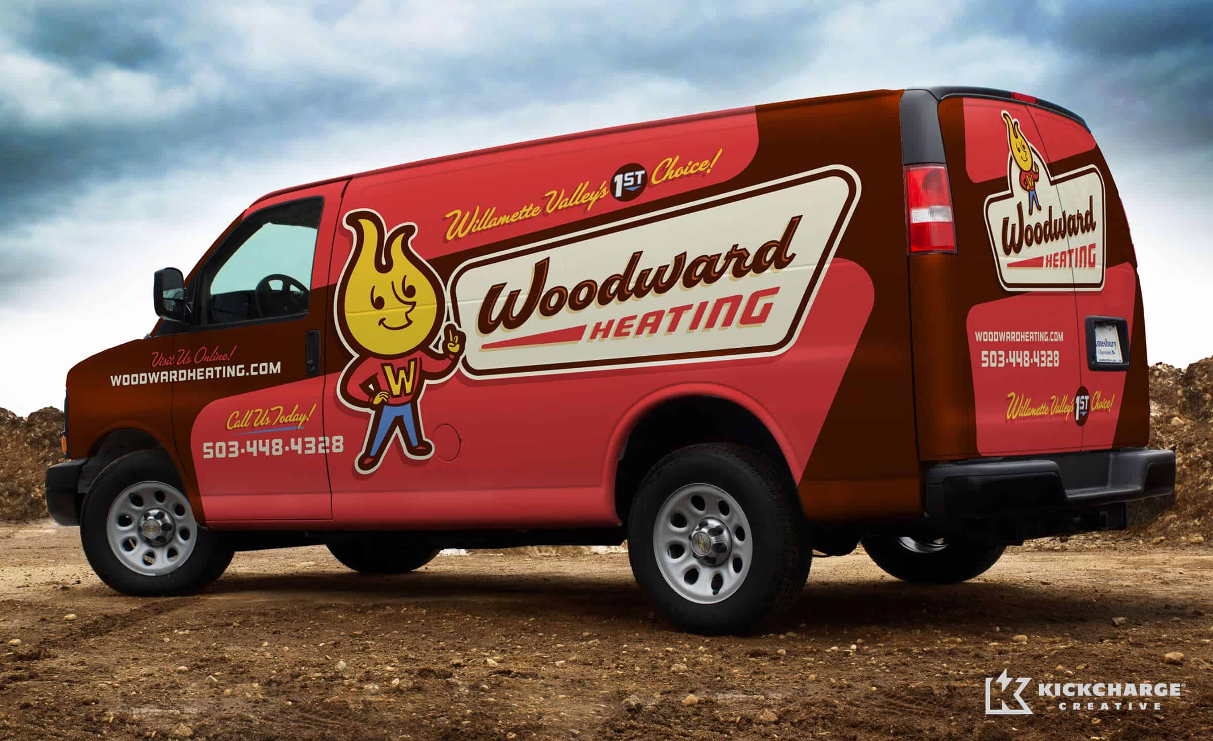 hvac truck wrap for Woodward Heating