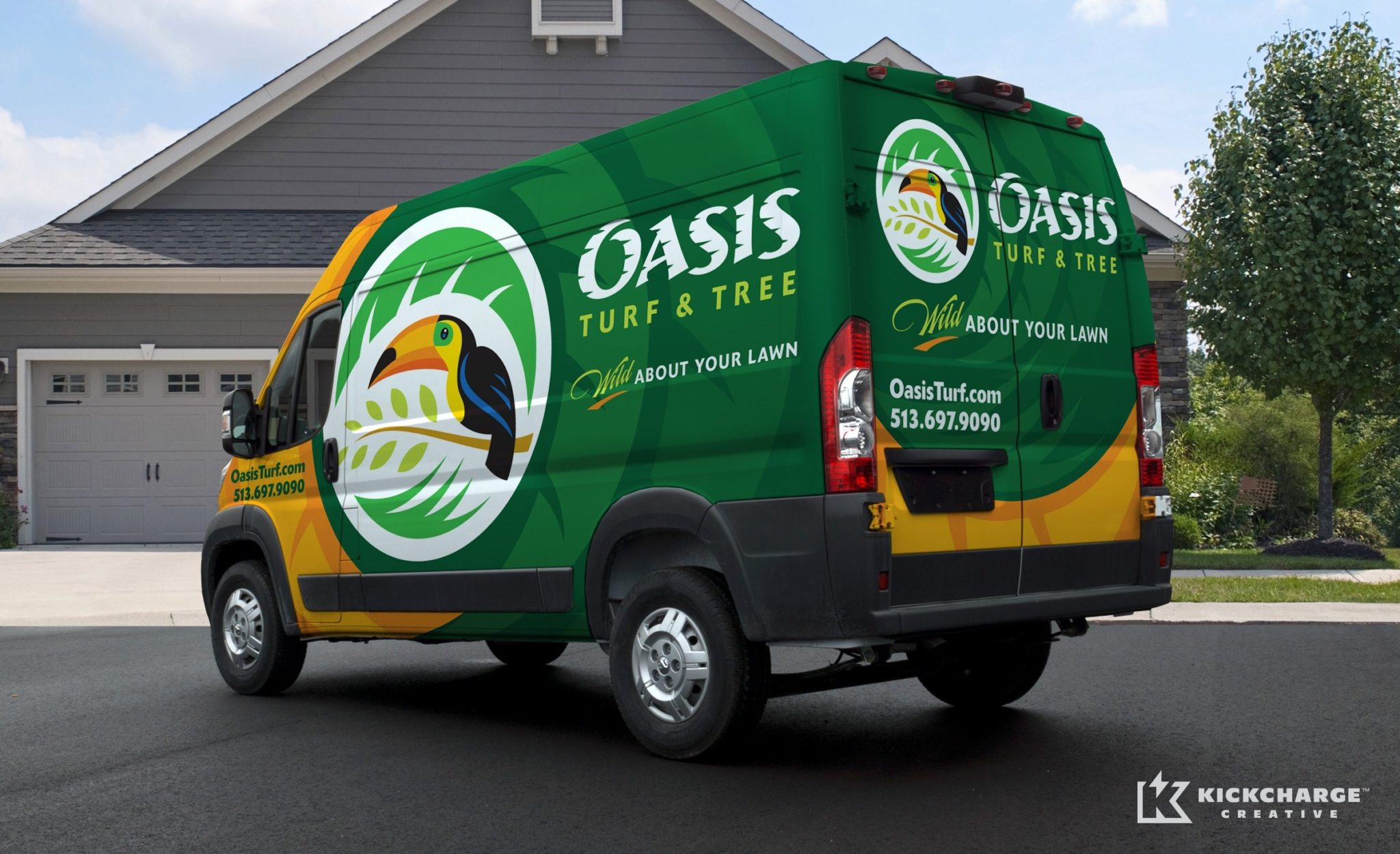 Award winning truck wrap design for Oasis Turf and Tree, based in Ohio. This award-winning truck wrap design was the winner of the 2014 “(Up)fit for Success” contest, sponsored by Mercedes-Benz Sprinter and Inc.