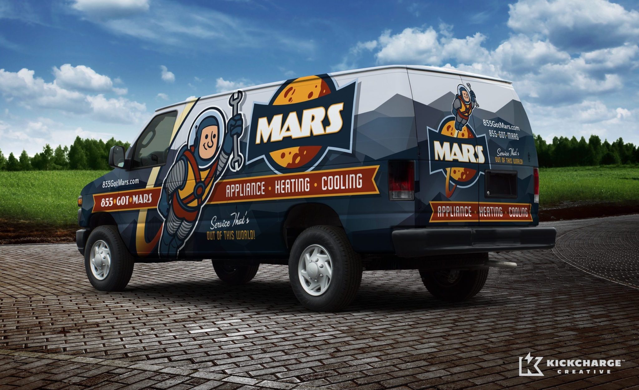This vehicle wrap design for an appliance repair and HVAC business in Tennessee is out of this world.