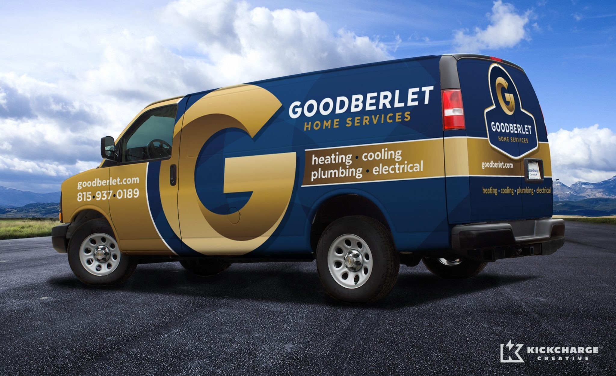 The best vehicle wraps use simple, easy-to-read graphics, as this wrap for Goodberlet Home Services shows.