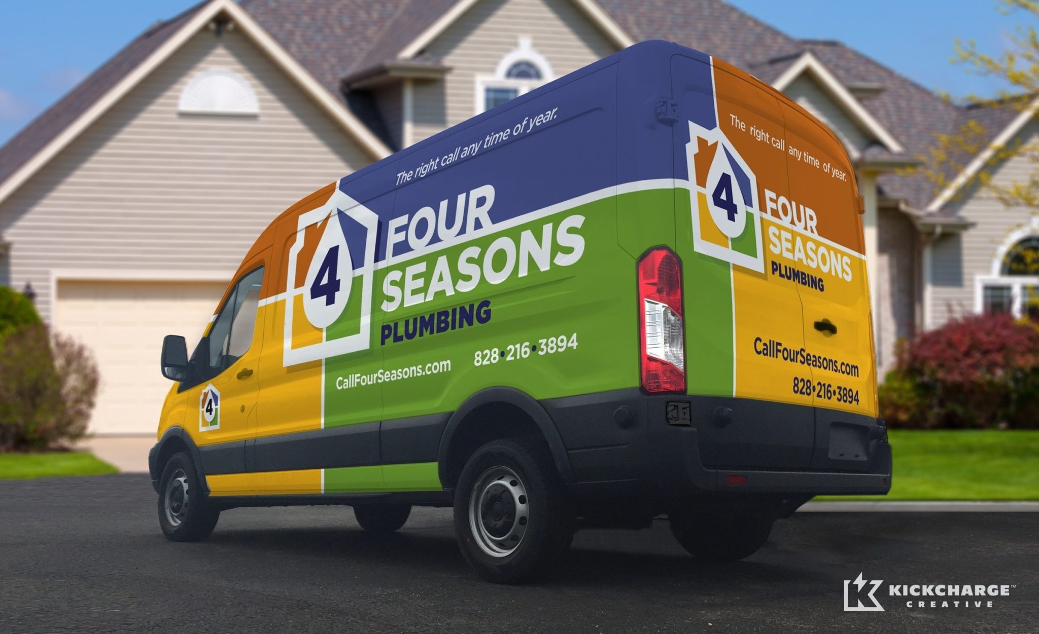 Vehicle wrap design for Four Seasons Plumbing.