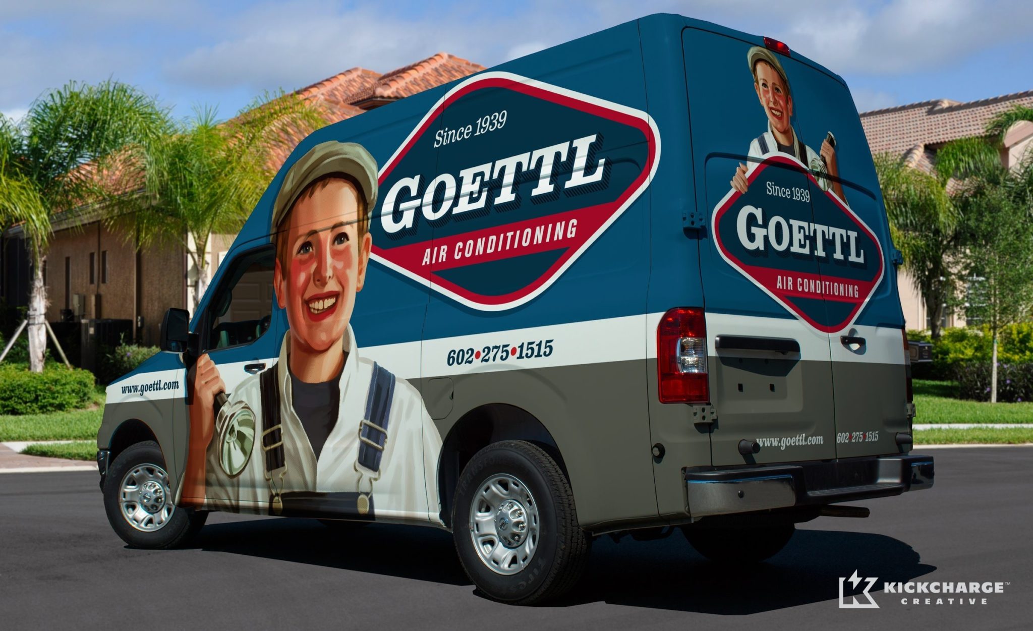 Vehicle wrap design for Goettl Air Conditioning.
