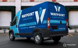 The best vehicle wraps use simple, easy-to-read graphics that capture the eye of consumers, as this wrap for Waypoint Logistics shows.