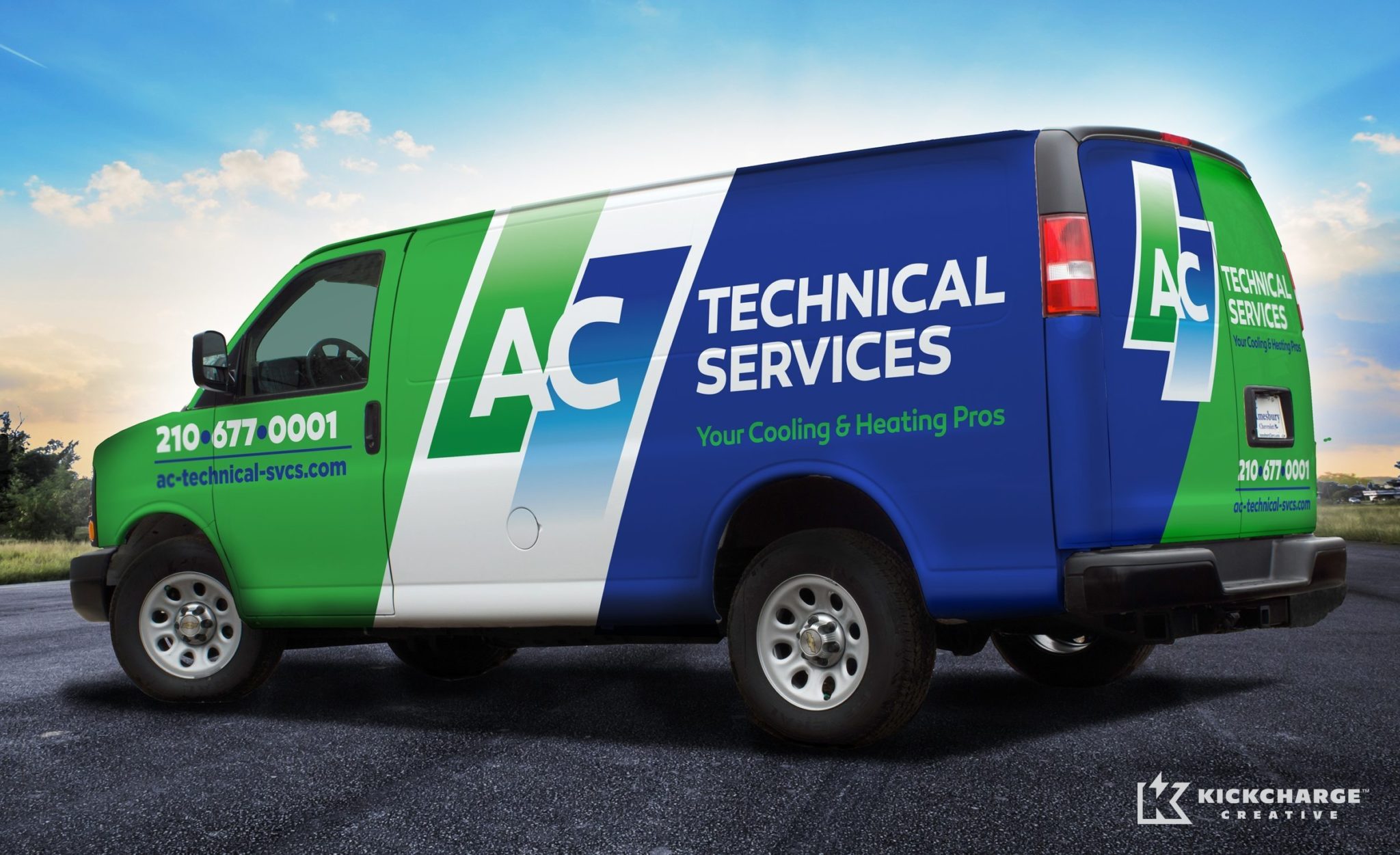 The best vehicle wraps use simple, easy-to-read graphics, as this wrap for AC Technical Services shows.