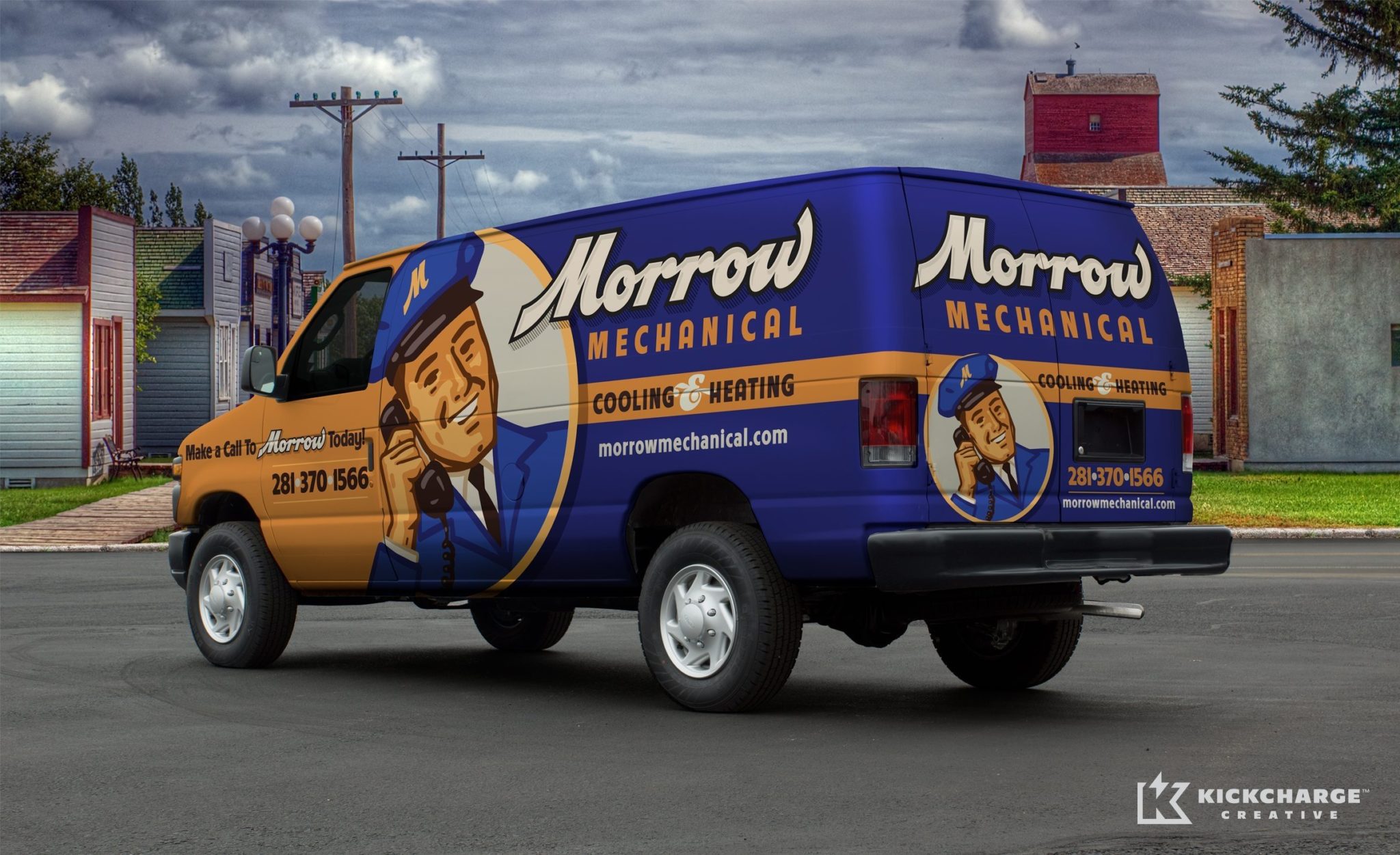 Retro vehicle wrap design for a cooling & heating company based in Texas.