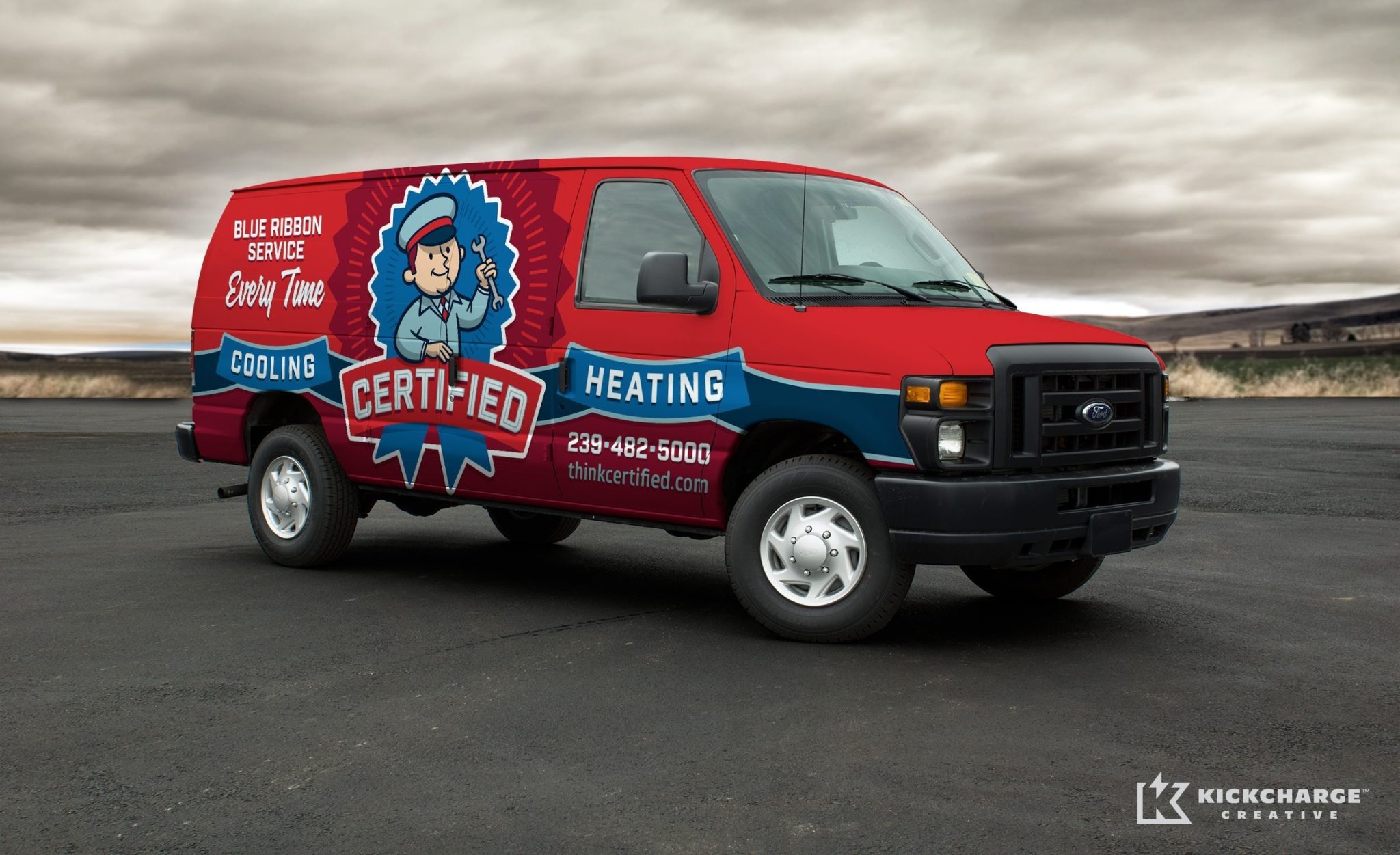 Vehicle wrap design for Certified Heating and Cooling, a HVAC company in Naples and Fort Myers, Florida.