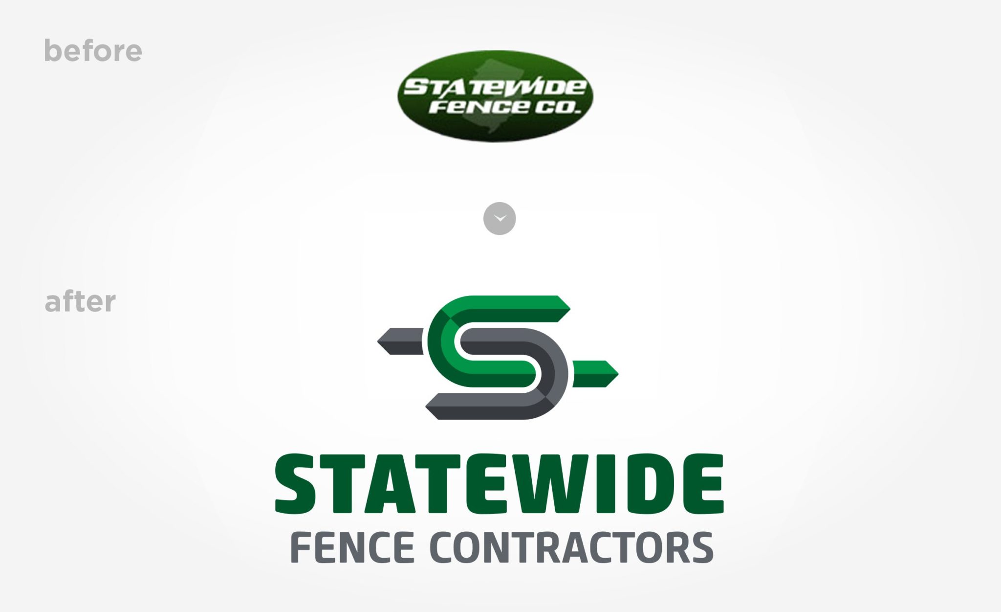Before & after logo design for Statewide Fence Contractors.