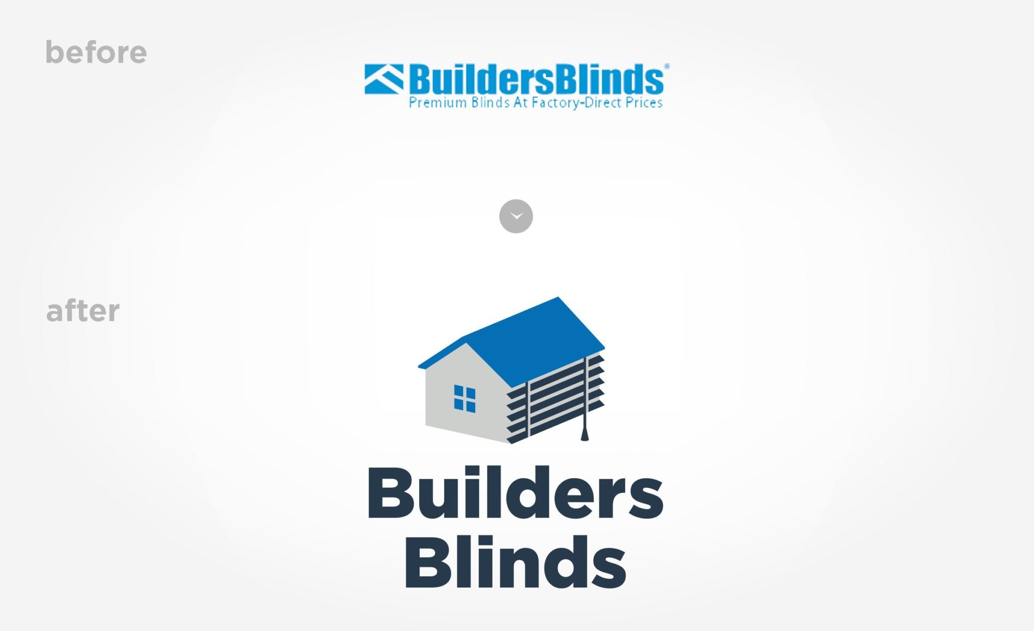 Builders Blinds logo before & after.