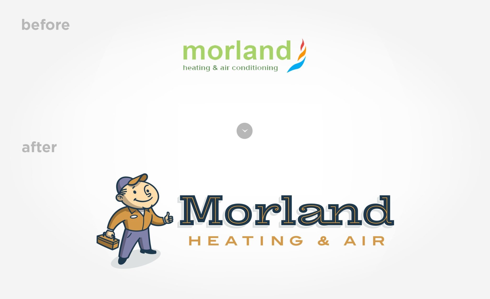 Before & after logo re-design for Morland Heating & Air.