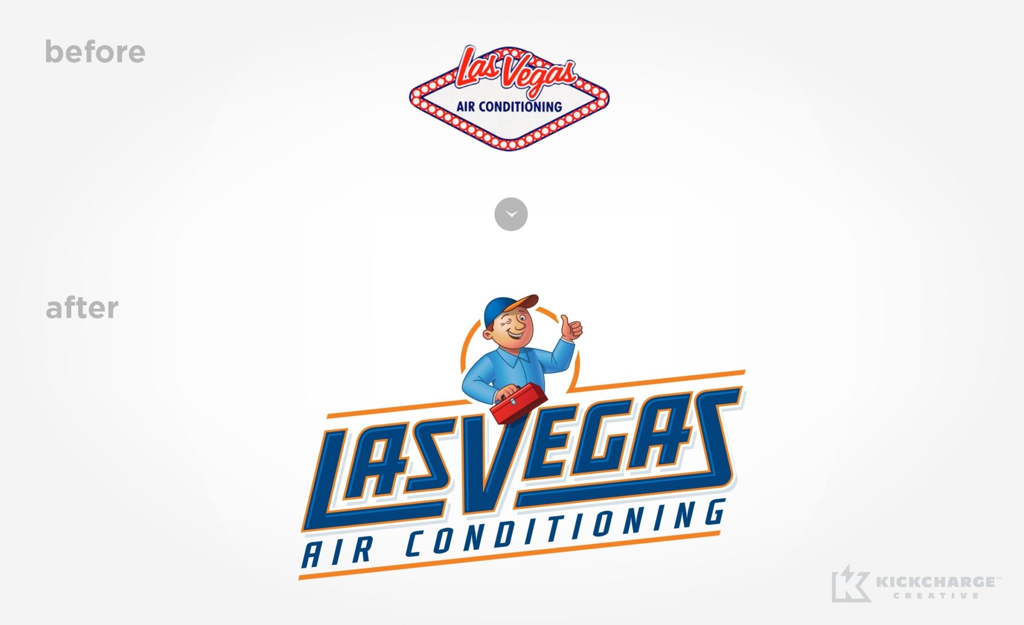 Before & after logo re-design for Las Vegas Air Conditioning.