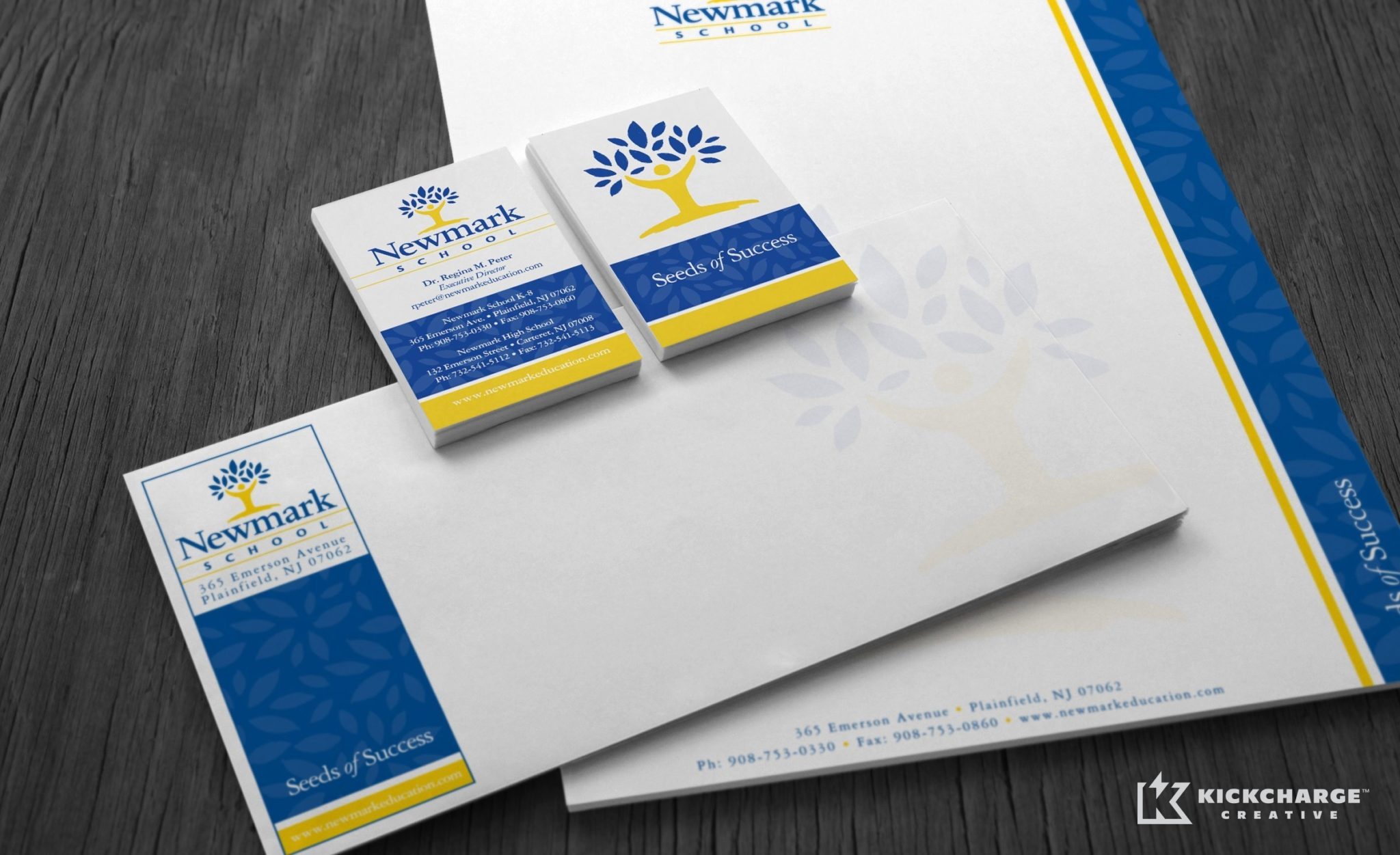 Stationery design for Newmark Schools.
