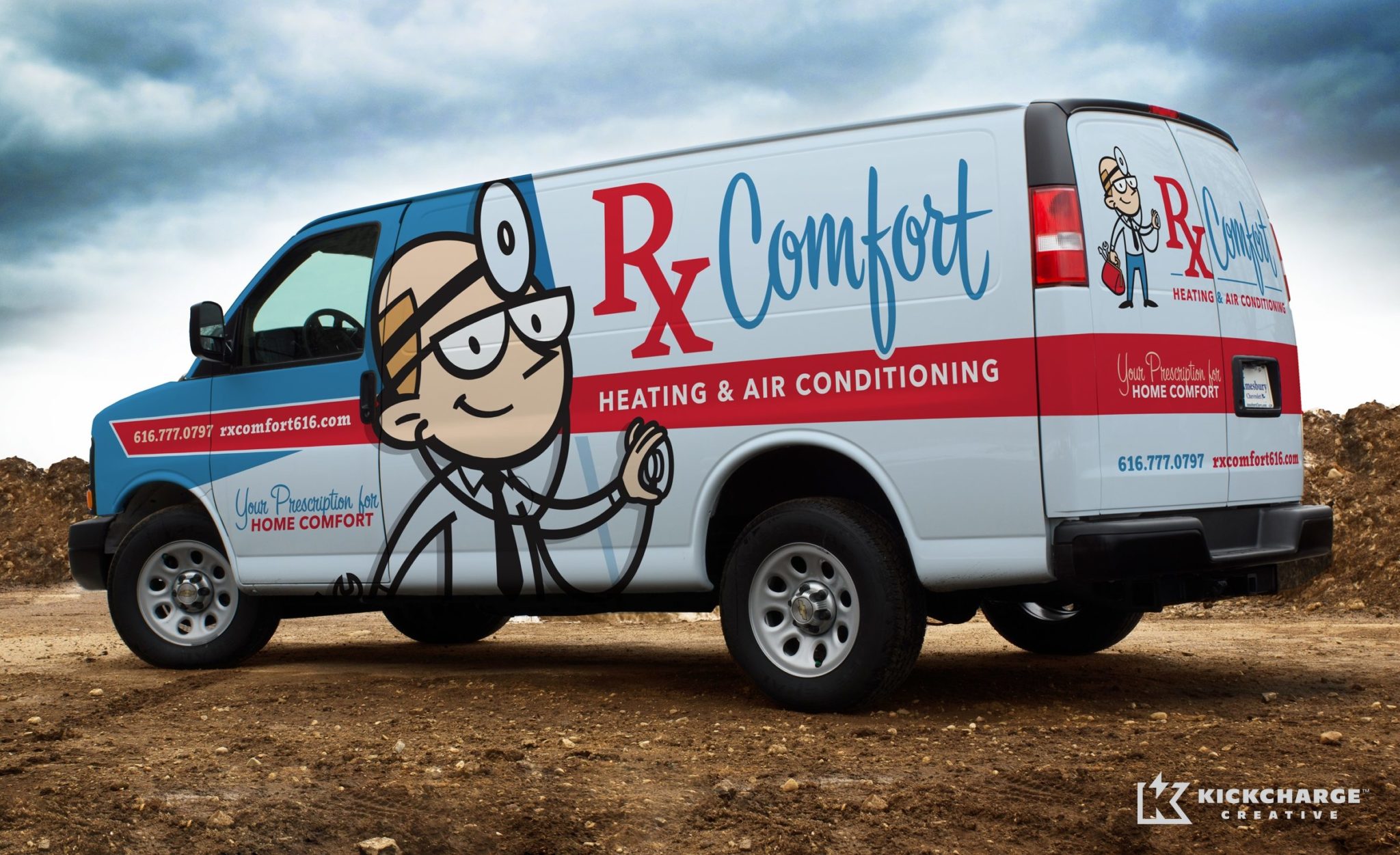 Character driven truck wrap for a heating and AC contractor in Michigan.