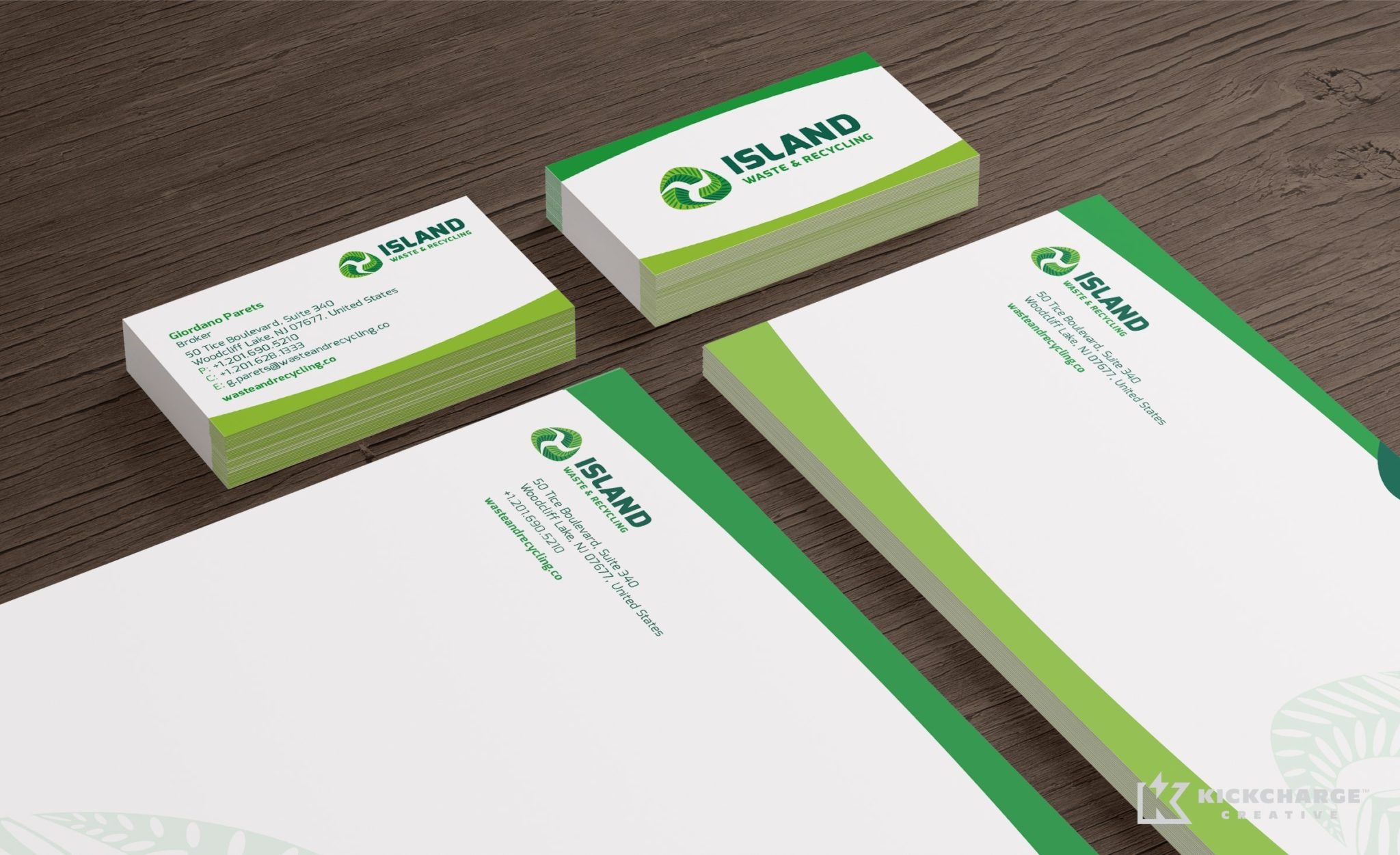 Branding and stationery design for a waste and recycling brokerage firm located in Woodcliff Lake, NJ.