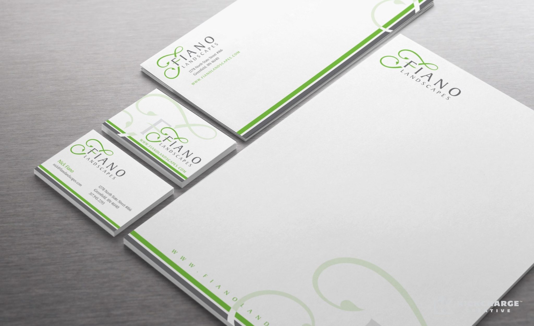 Stationery design for a landscape company in Greenfield, IN.
