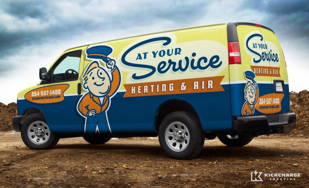 The best logos make for the best truck wraps as illustrated by this HVAC company in Spartanburg, SC.