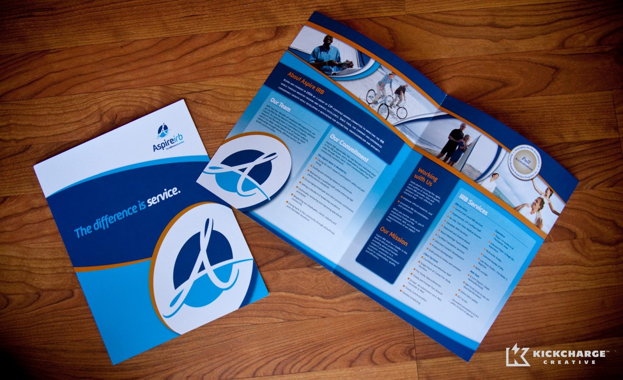 Print design for a company in La Mesa, California that promotes research in healthcare.