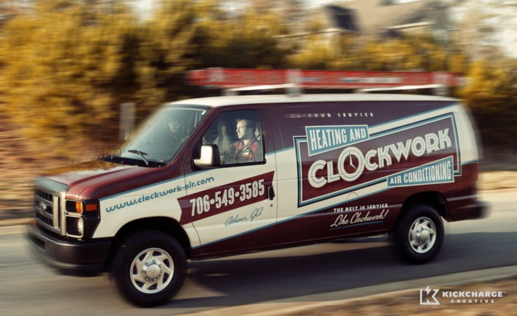 Retro themed truck wrap design for an HVAC contractor in Georgia.