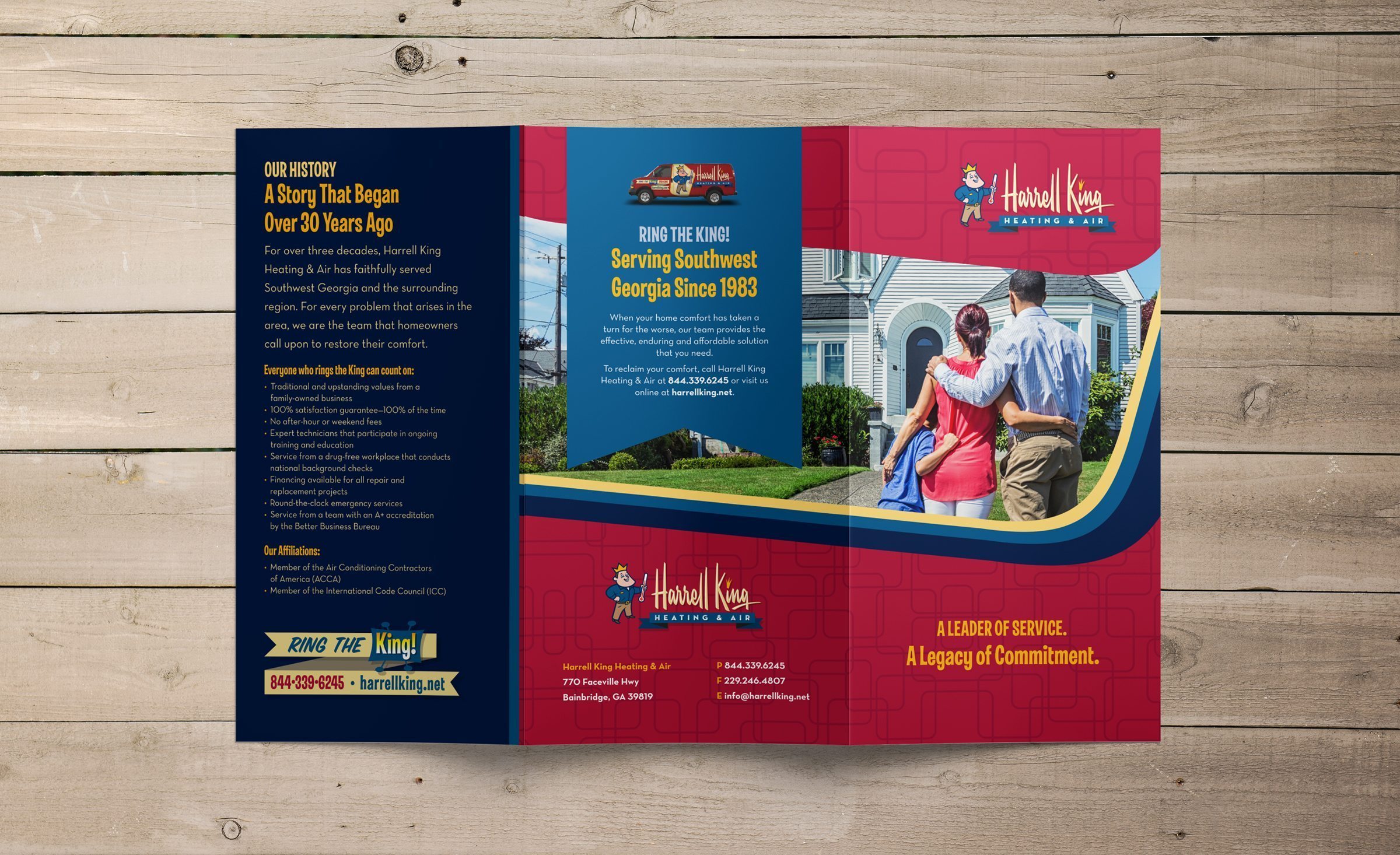 Outside brochure design for Harrell King Heating & Air.