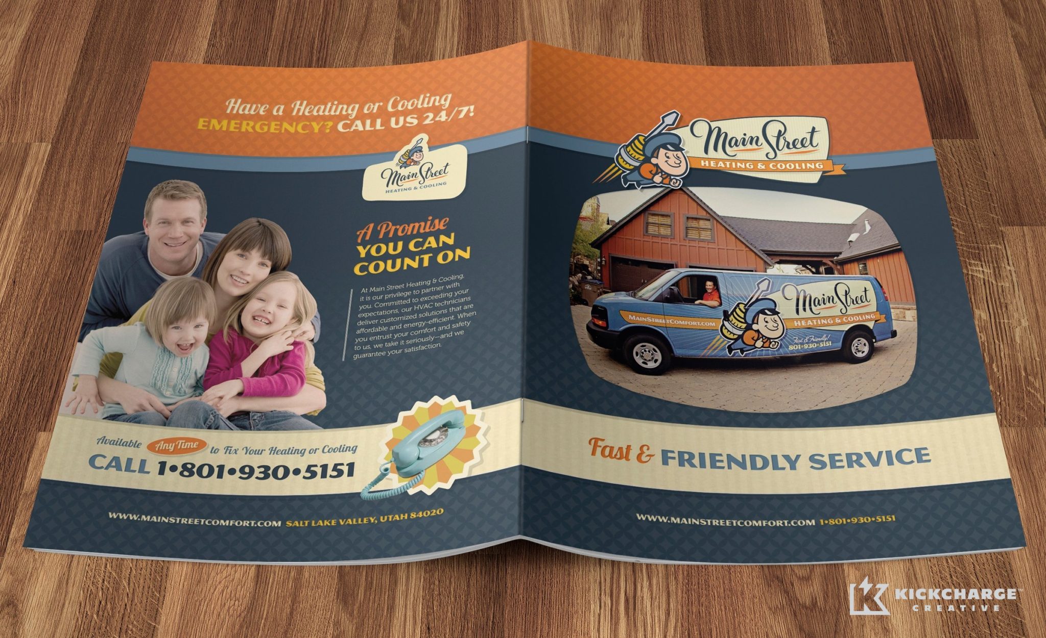 12-page brochure design, layout, copywriting and printing for Main Street Heating & Cooling.