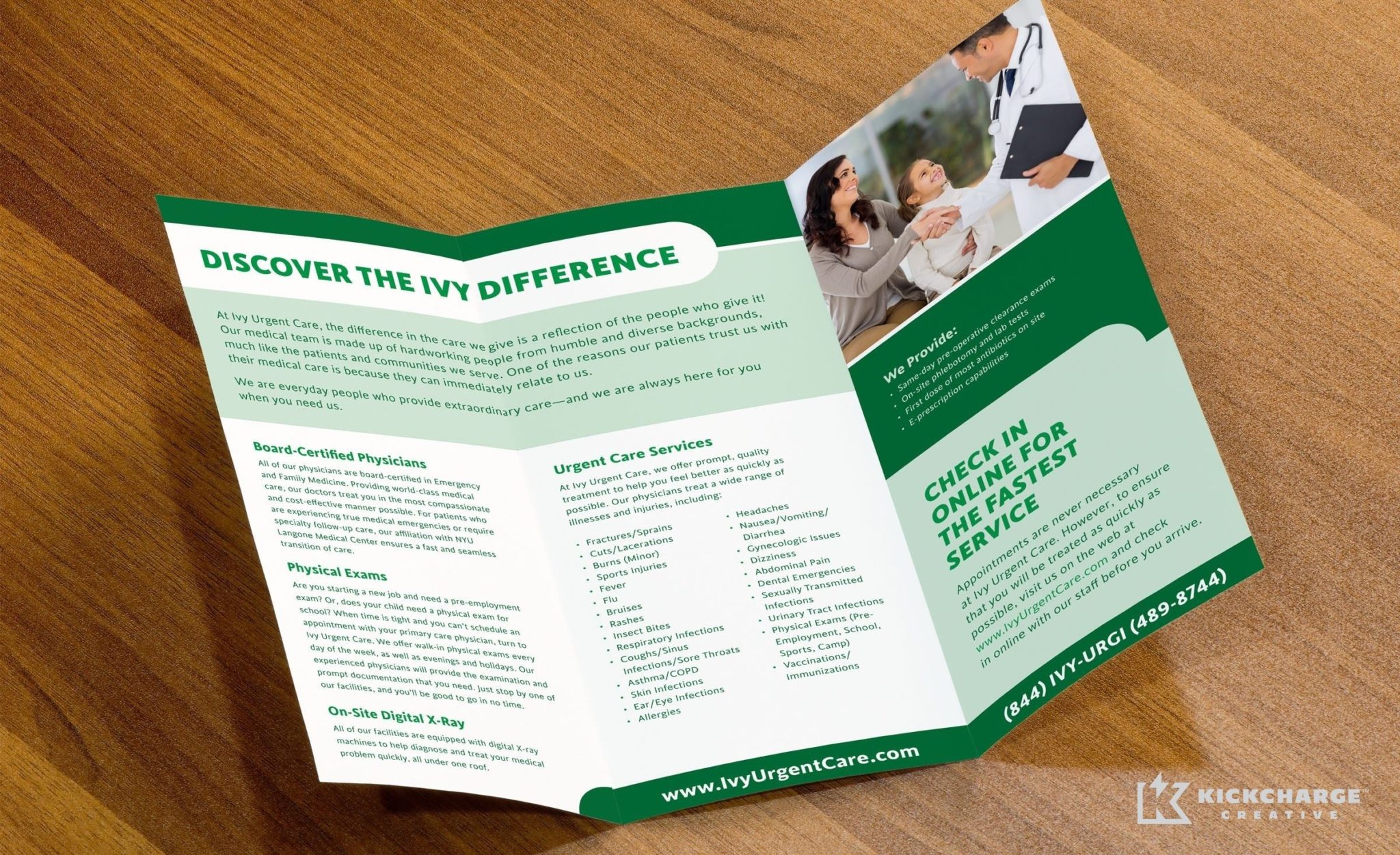 Brochure design for Ivy Urgent Care.