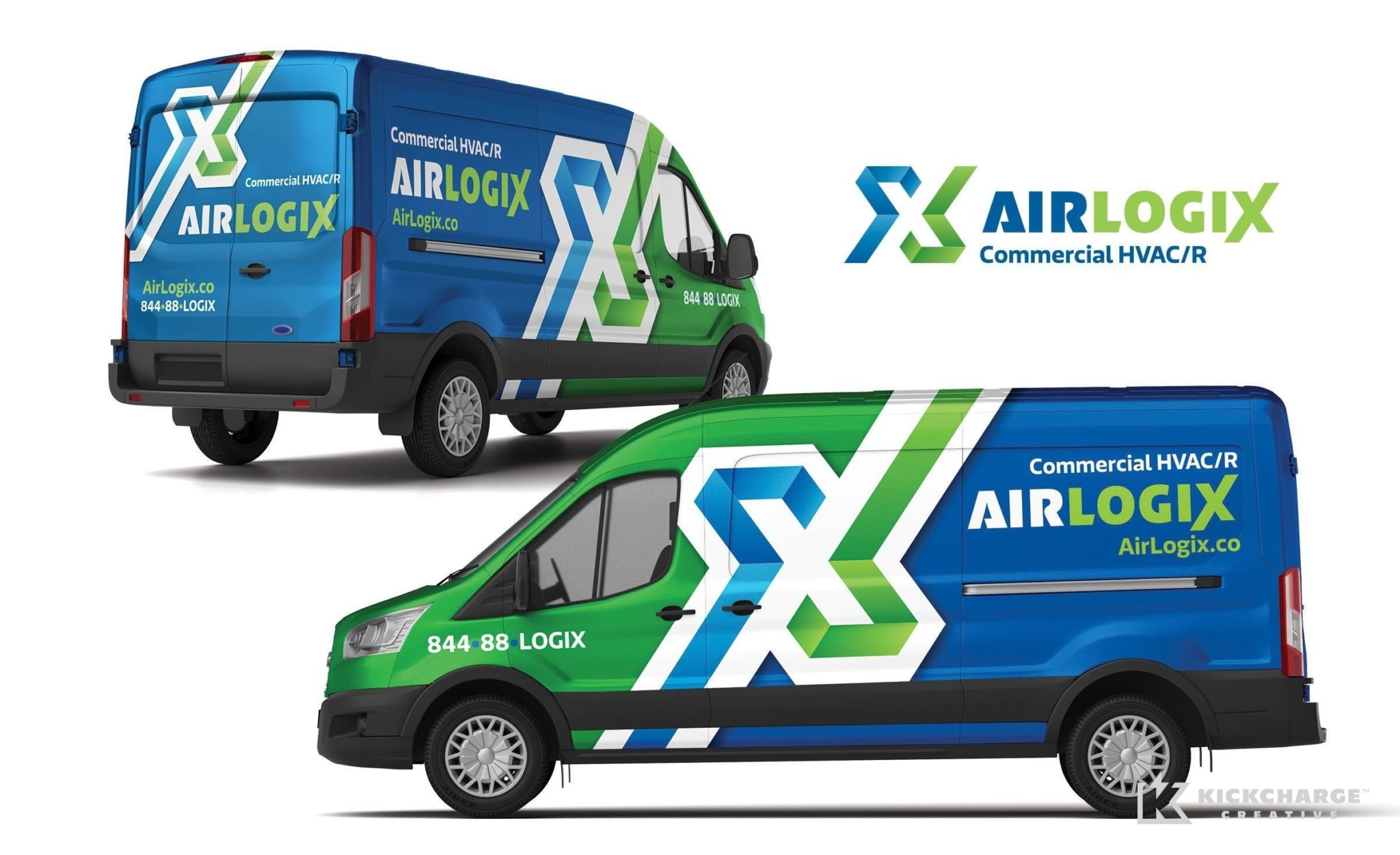Vehicle wrap design for AirLogix, a commercial HVAC/R company in Astoria, NY.