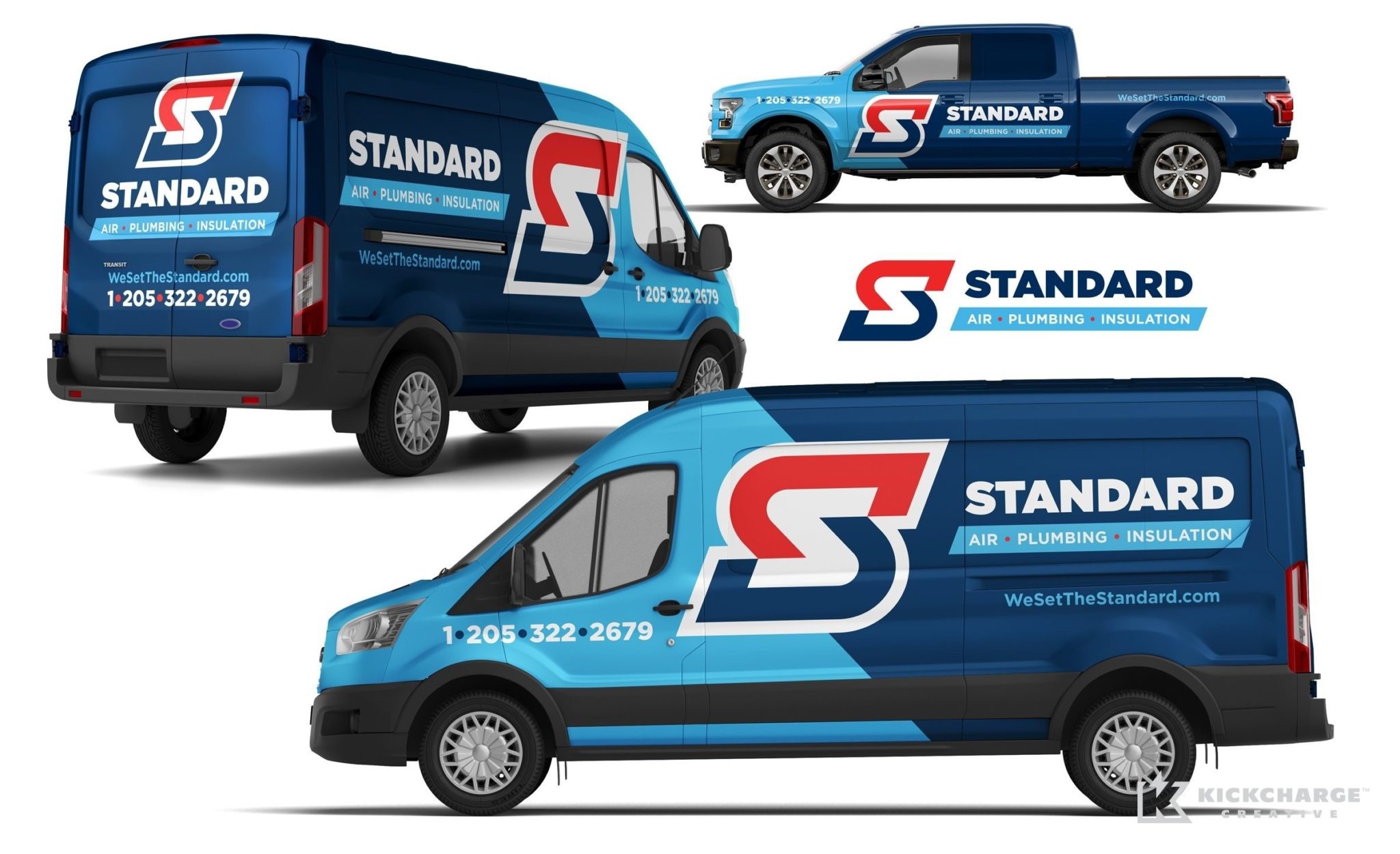Vehicle wrap design for Standard Air, Plumbing & Insulation, located in Birmingham, AL.
