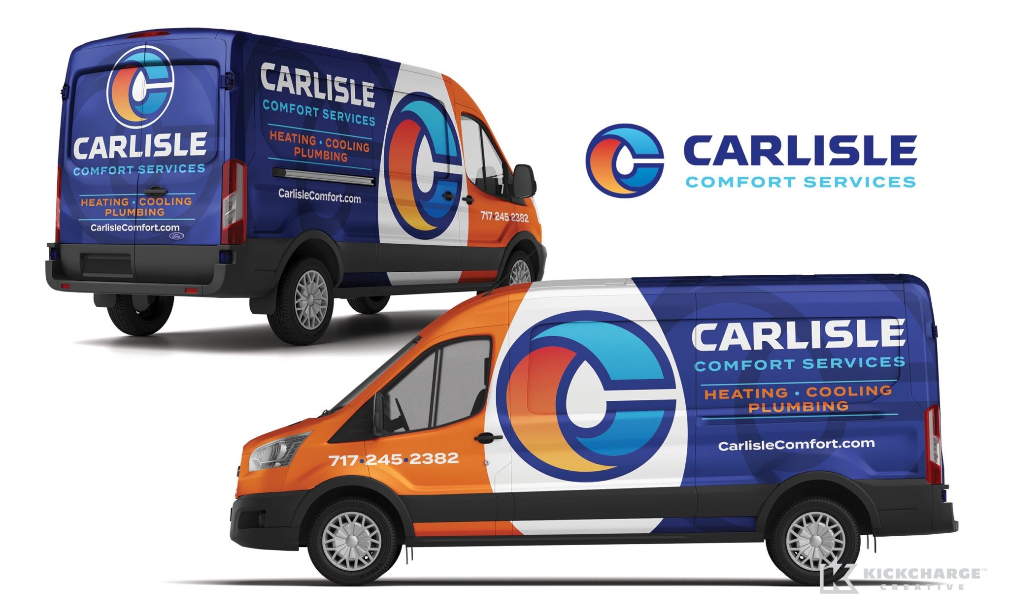 Vehicle wrap design for Carlisle Comfort Services.