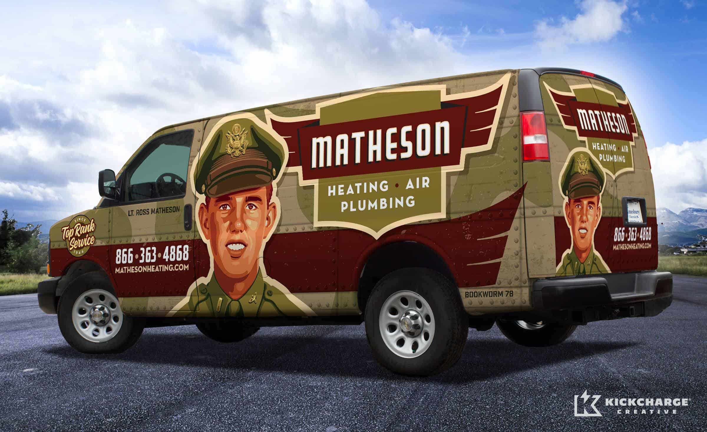 hvac and plumbing truck wrap for Matheson