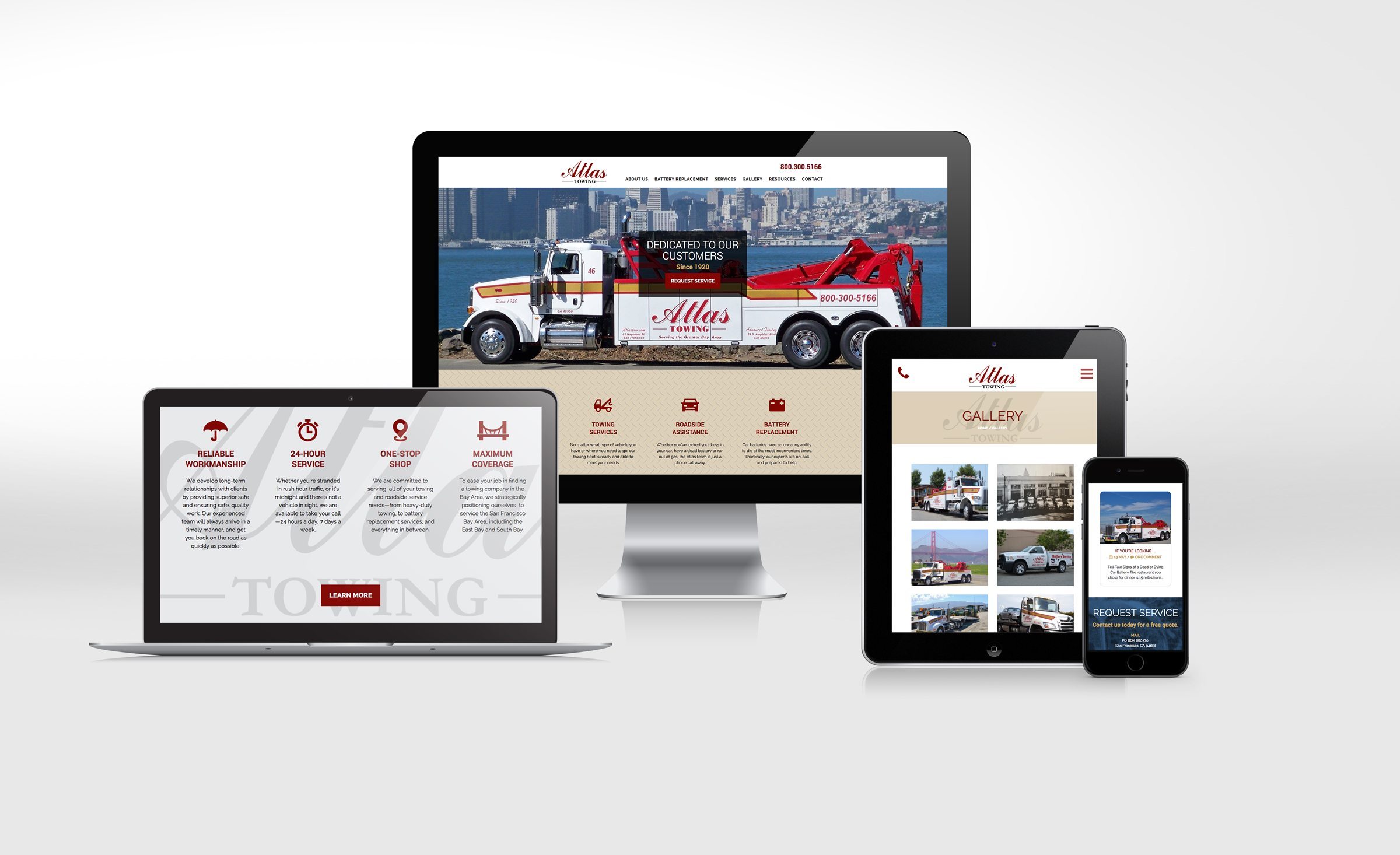 Website design for this San Francisco, CA-based towing company.