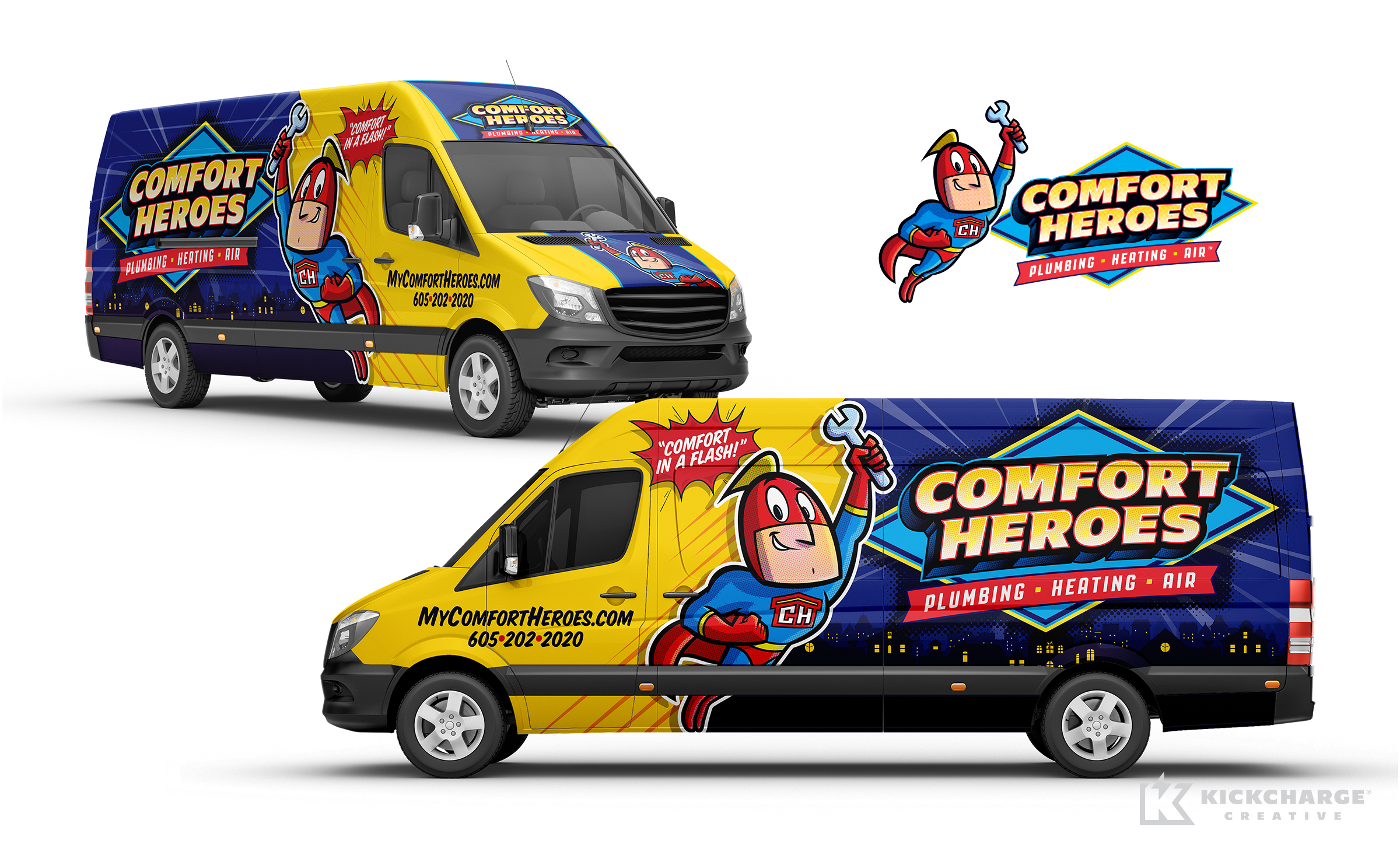 plumbing and hvac truck wrap for Comfort Heroes