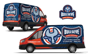 hvac truck wrap for Bullseye Home Services Truck Wrap Design for HVAC
