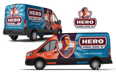 plumbing and hvac truck wrap for Hero Plumbing