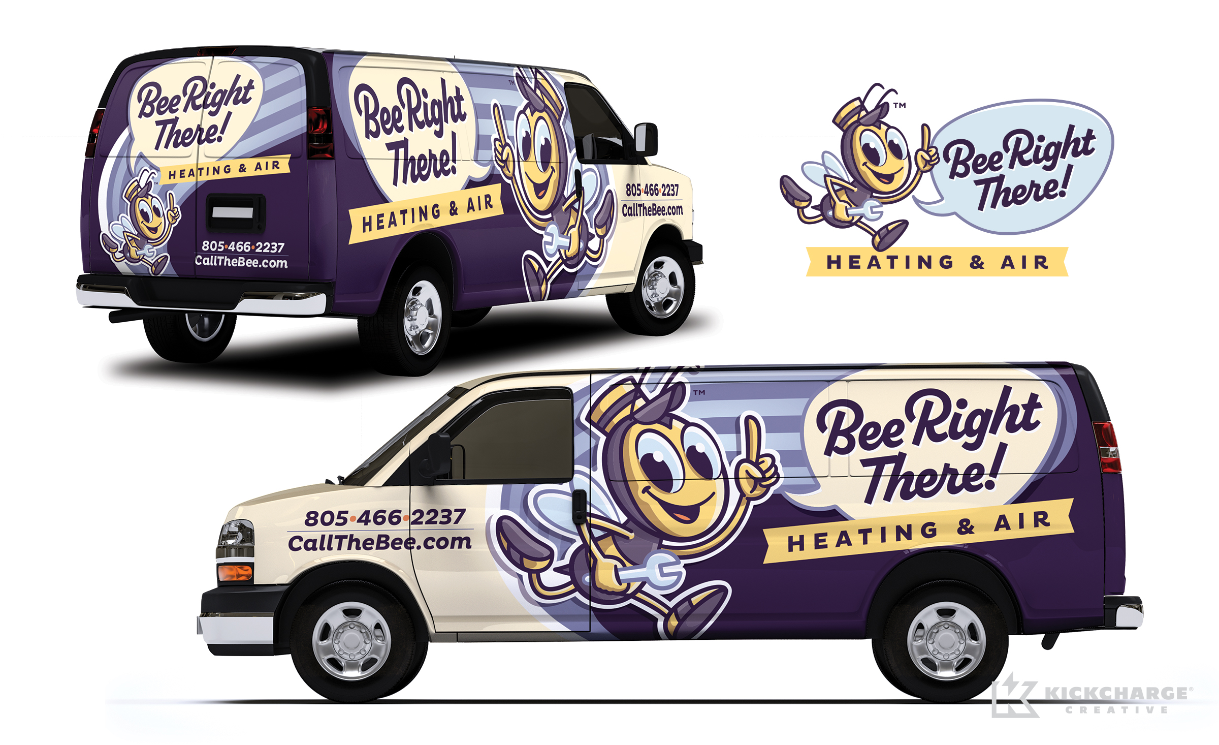 hvac truck wrap for Bee Right There!