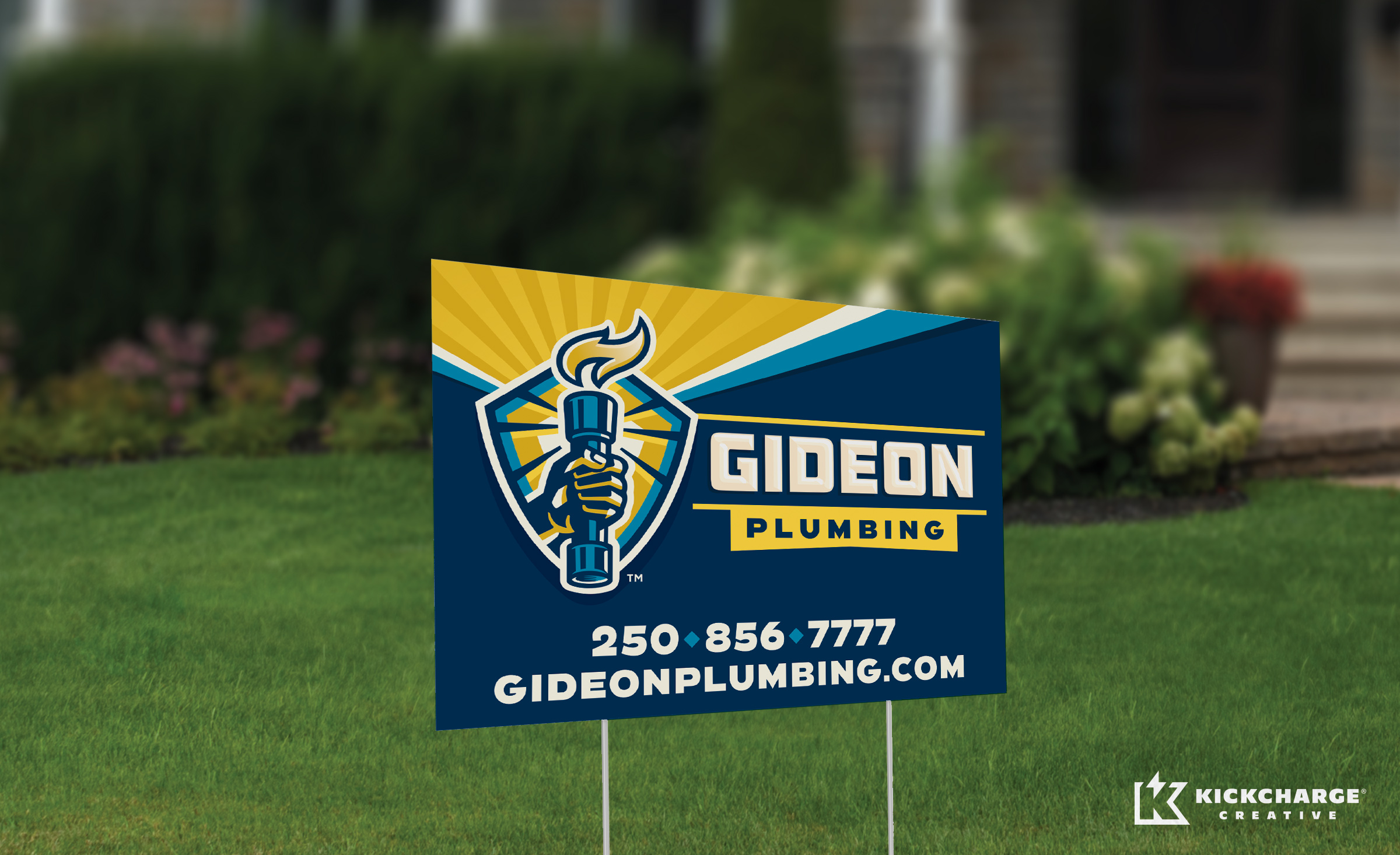 yard sign design for Gideon Plumbing