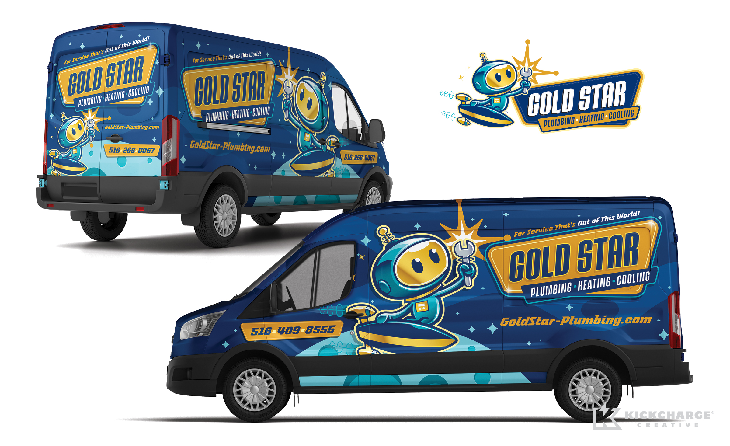 hvac and plumbing truck wrap for Gold Star