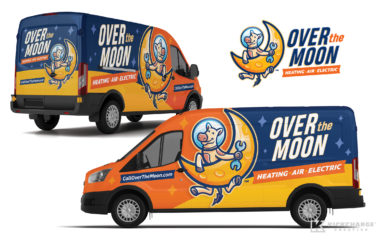 Naming and HVAC truck wrap for Over the Moon