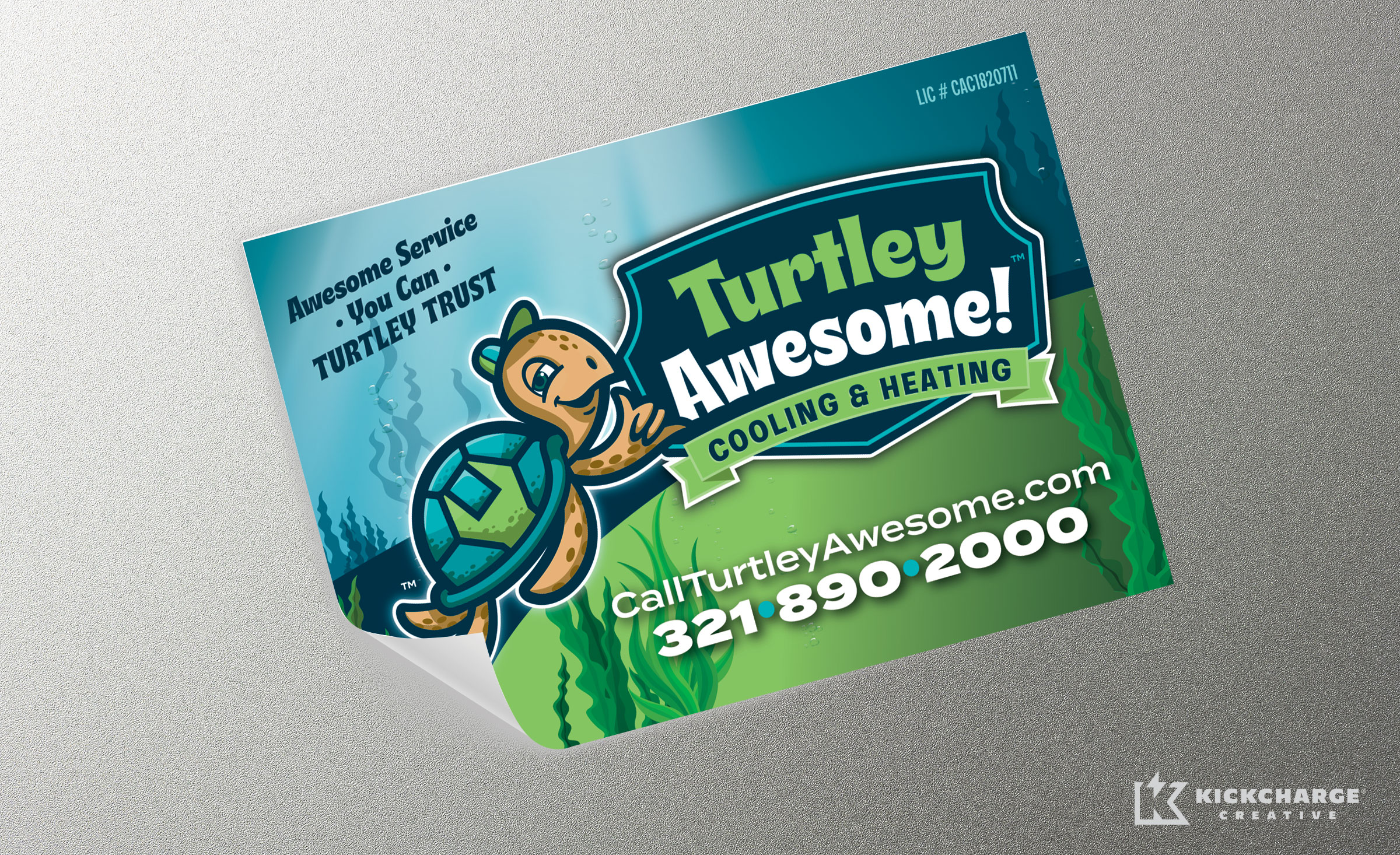 equipment sticker design for Turtley Awesome! Cooling & Heating